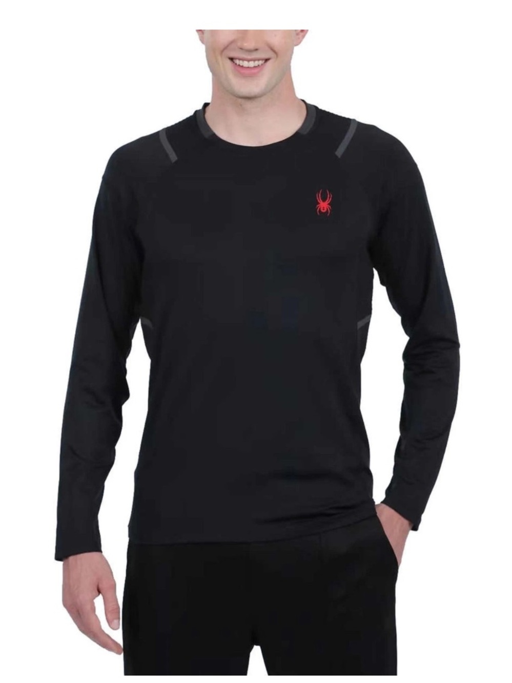 Spyder Active Men’s Long Sleeve Shirt, Slim Fit 4-Way Stretch, Black XL NWT